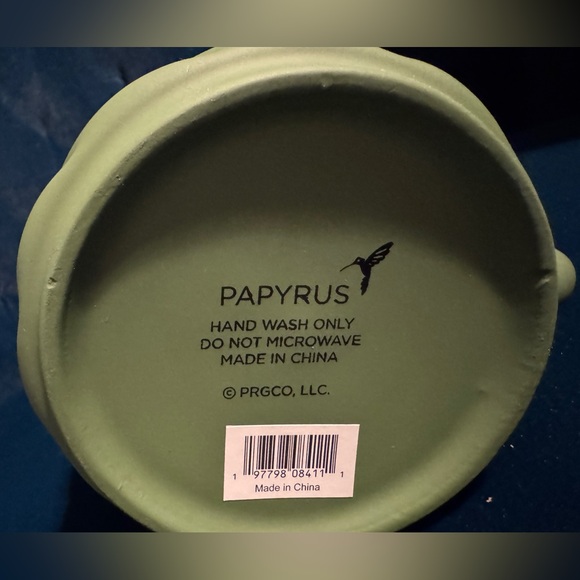 Papyrus Green Soft Touch Textured Coffee Mug with Green Floral Interior NWT - Picture 4 of 4